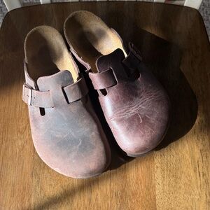 Birkenstock Dark Brown Suede Clogs